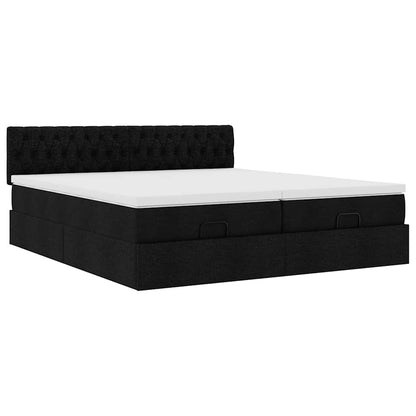 Ottoman-Bett mit Matratzen & LEDs Schwarz 160x200 cm Stoff