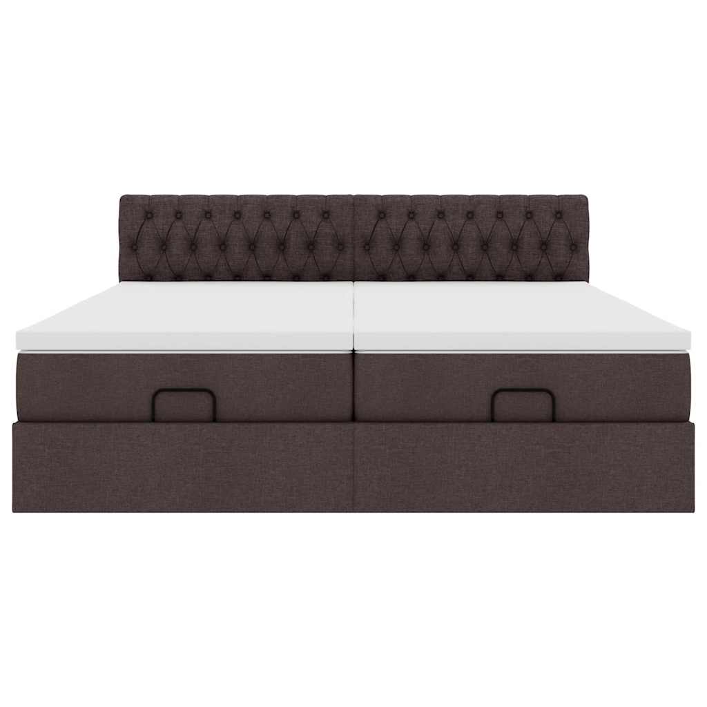 vidaXL Ottoman-Bett mit Matratzen & LEDs Dunkelbraun 160x200 cm Stoff