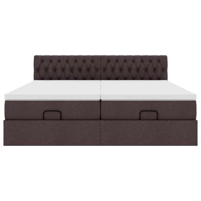 vidaXL Ottoman-Bett mit Matratzen & LEDs Dunkelbraun 160x200 cm Stoff