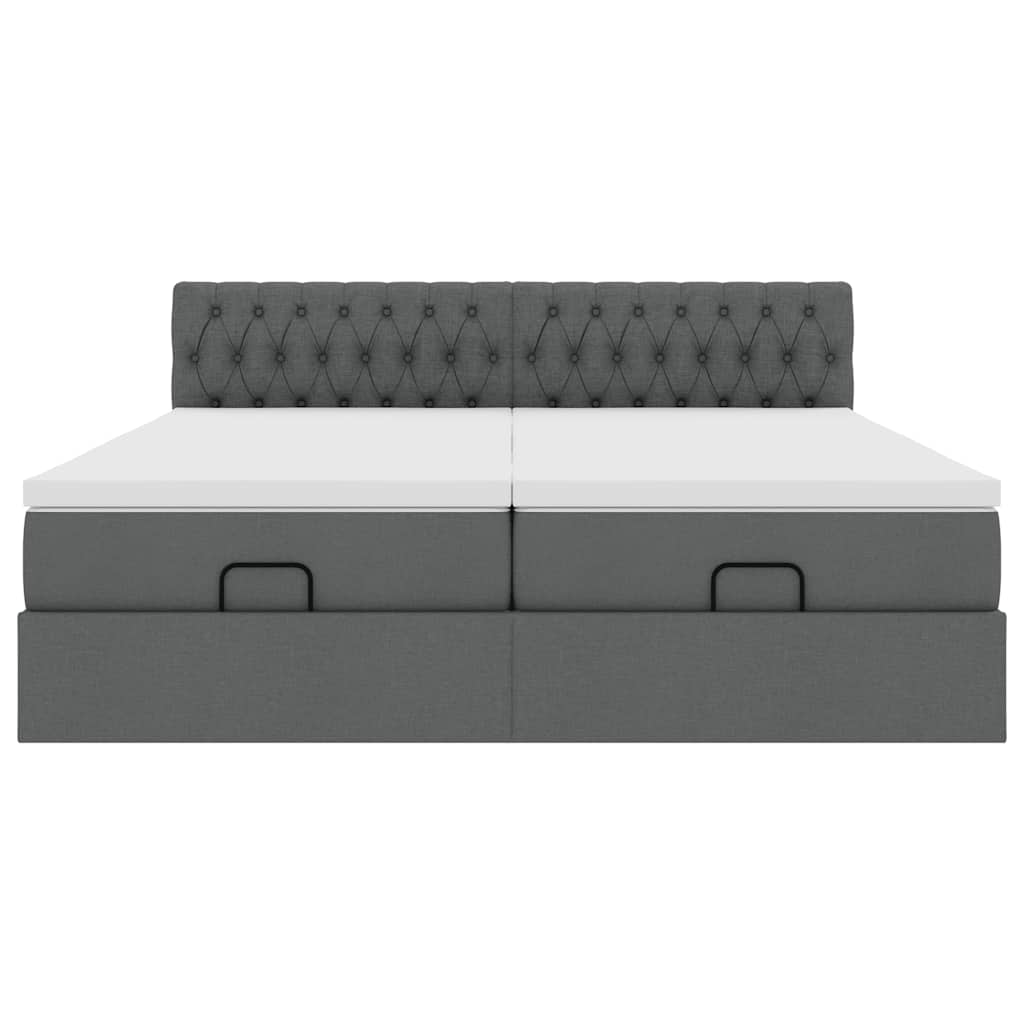 vidaXL Ottoman-Bett mit Matratzen & LEDs Dunkelgrau 180x200 cm Stoff