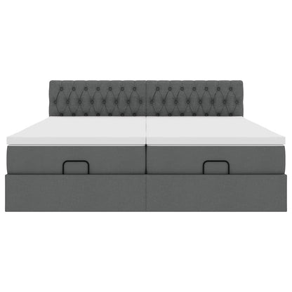 vidaXL Ottoman-Bett mit Matratzen & LEDs Dunkelgrau 180x200 cm Stoff