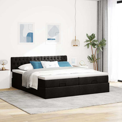 vidaXL Ottoman-Bett mit Matratzen & LEDs Schwarz 180x200 cm Stoff