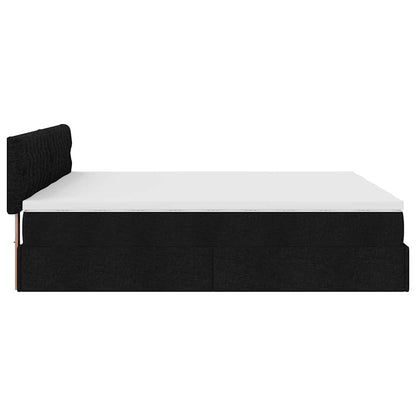Ottoman-Bett mit Matratzen & LEDs Schwarz 180x200 cm Stoff