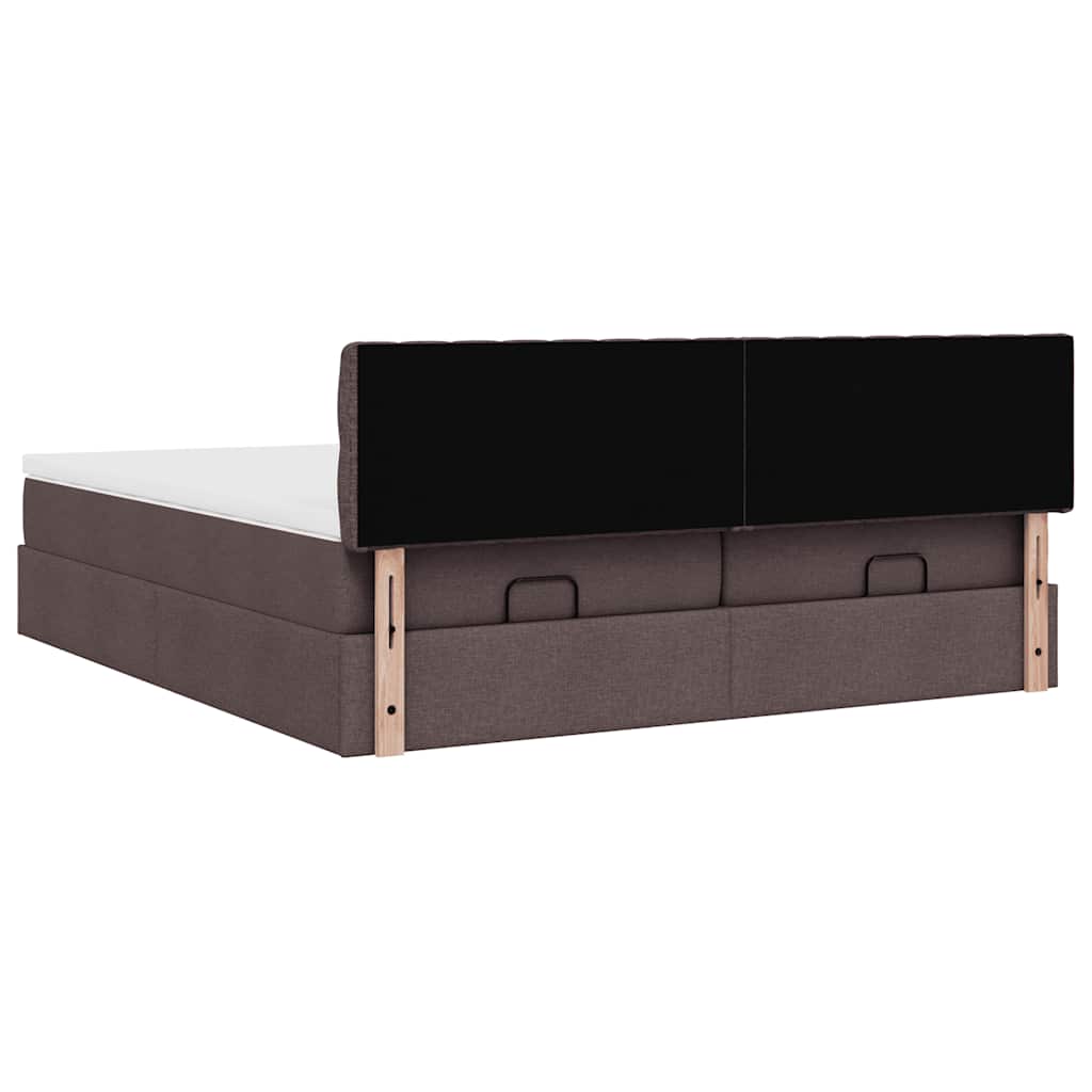 vidaXL Ottoman-Bett mit Matratzen & LEDs Dunkelbraun 180x200 cm Stoff