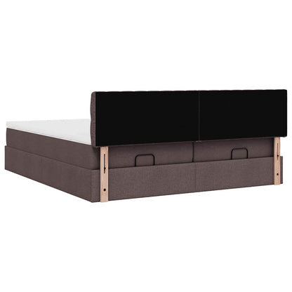 vidaXL Ottoman-Bett mit Matratzen & LEDs Dunkelbraun 180x200 cm Stoff