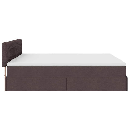Ottoman-Bett mit Matratzen & LEDs Dunkelbraun 180x200 cm Stoff