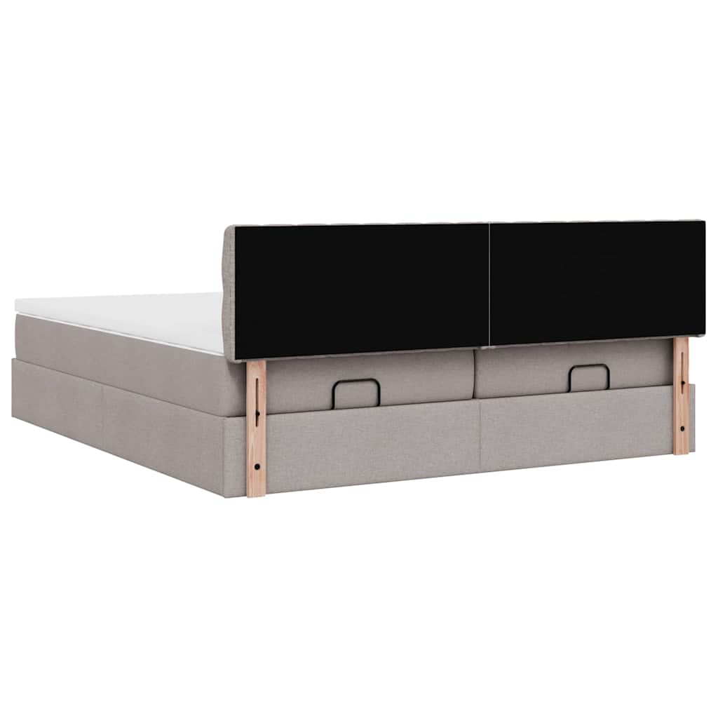 vidaXL Ottoman-Bett mit Matratzen & LEDs Taupe 180x200 cm Stoff