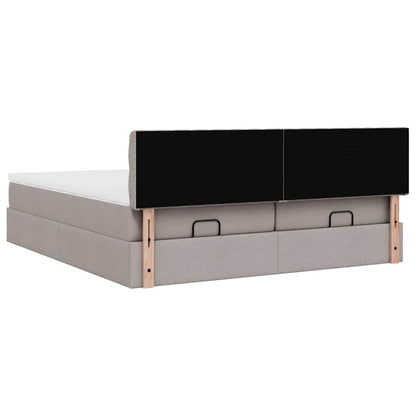 vidaXL Ottoman-Bett mit Matratzen & LEDs Taupe 180x200 cm Stoff