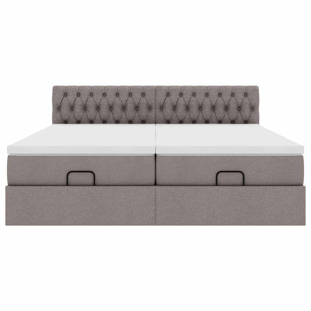 vidaXL Ottoman-Bett mit Matratzen & LEDs Taupe 180x200 cm Stoff