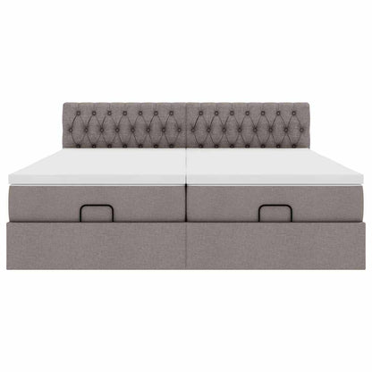 vidaXL Ottoman-Bett mit Matratzen & LEDs Taupe 180x200 cm Stoff