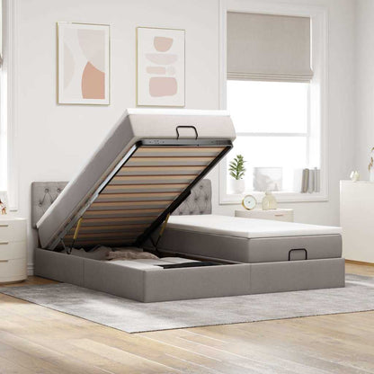 vidaXL Ottoman-Bett mit Matratzen & LEDs Taupe 180x200 cm Stoff