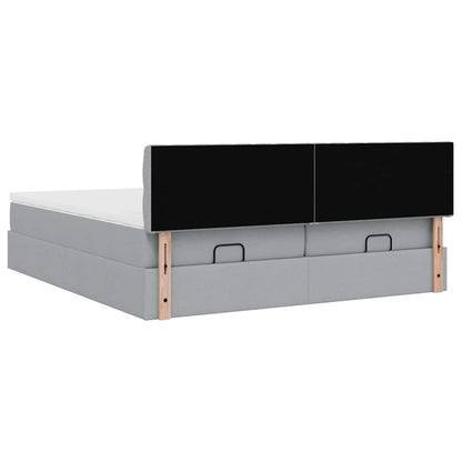vidaXL Ottoman-Bett mit Matratzen & LEDs Hellgrau 200x200 cm Stoff