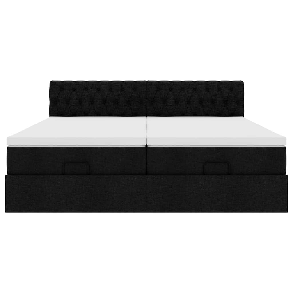 Ottoman-Bett mit Matratzen & LEDs Schwarz 200x200 cm Stoff