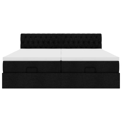 Ottoman-Bett mit Matratzen & LEDs Schwarz 200x200 cm Stoff