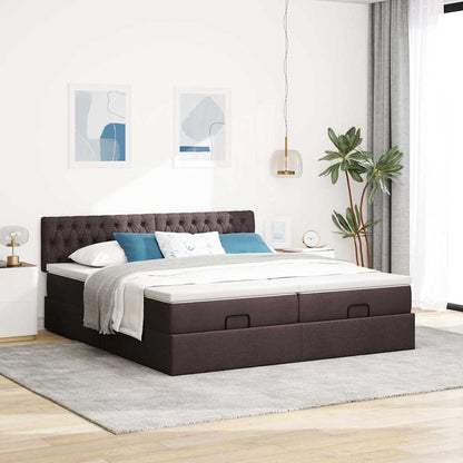 vidaXL Ottoman-Bett mit Matratzen & LEDs Dunkelbraun 200x200 cm Stoff