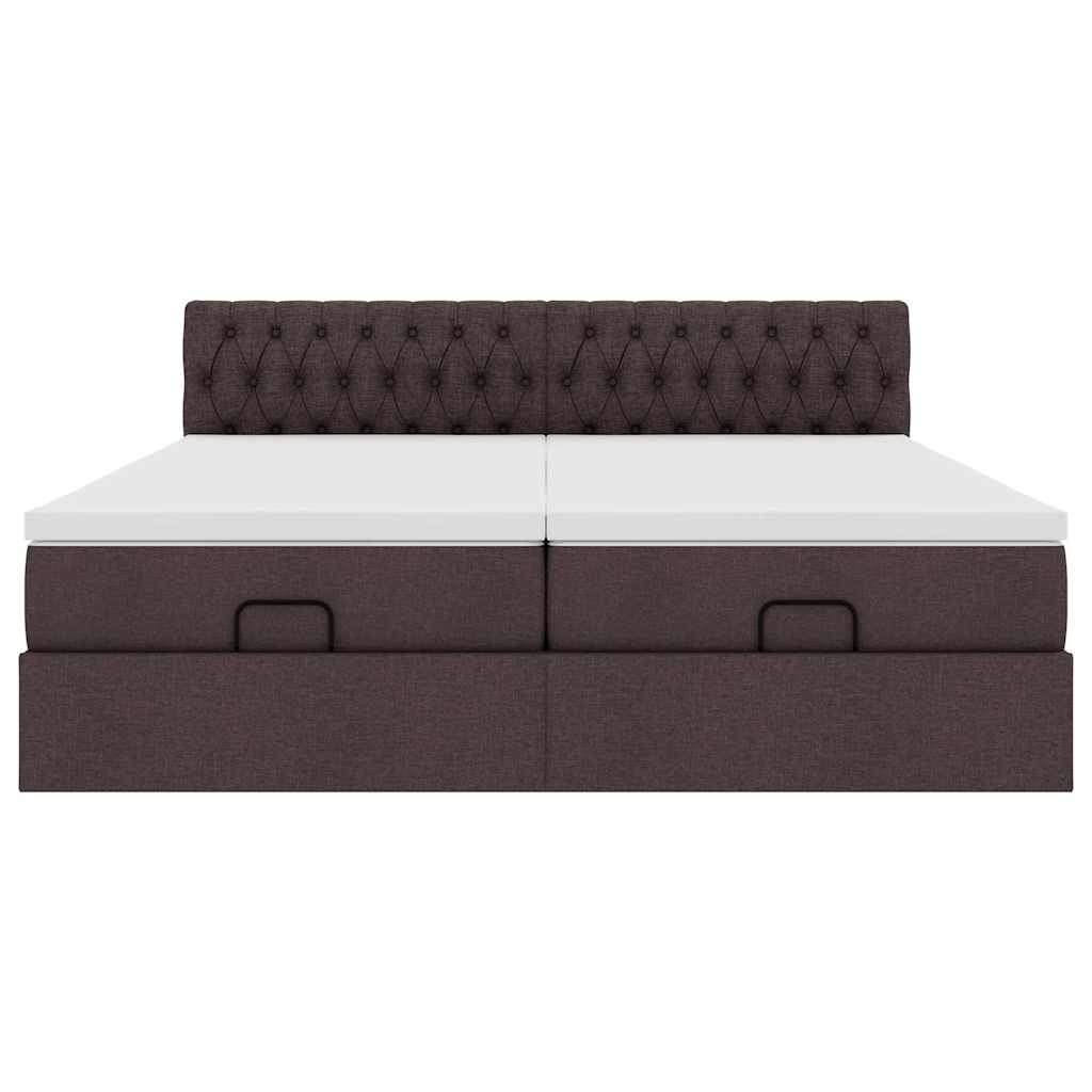 vidaXL Ottoman-Bett mit Matratzen & LEDs Dunkelbraun 200x200 cm Stoff