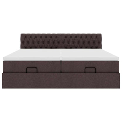 vidaXL Ottoman-Bett mit Matratzen & LEDs Dunkelbraun 200x200 cm Stoff