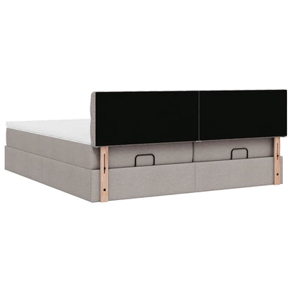 vidaXL Ottoman-Bett mit Matratzen & LEDs Taupe 200x200 cm Stoff