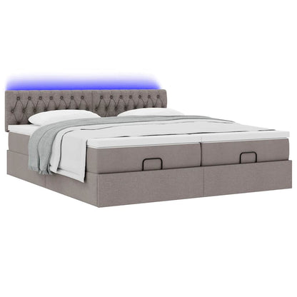 vidaXL Ottoman-Bett mit Matratzen & LEDs Taupe 200x200 cm Stoff