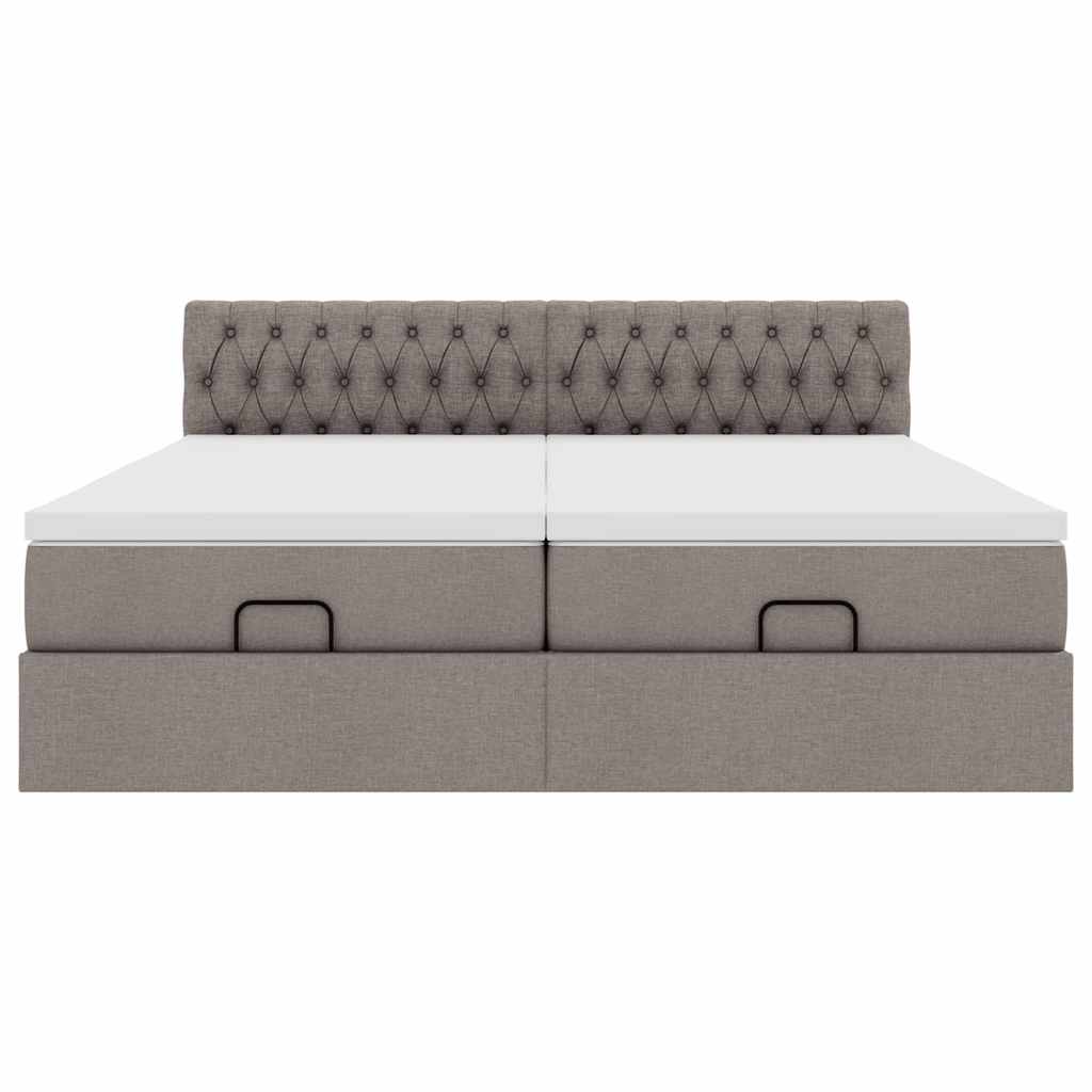 vidaXL Ottoman-Bett mit Matratzen & LEDs Taupe 200x200 cm Stoff