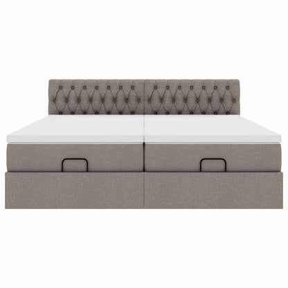 vidaXL Ottoman-Bett mit Matratzen & LEDs Taupe 200x200 cm Stoff