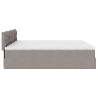 vidaXL Ottoman-Bett mit Matratzen & LEDs Taupe 200x200 cm Stoff