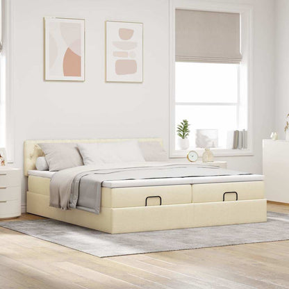 vidaXL Lit ottoman avec matelas et LED Crème 200x200 cm Tissu