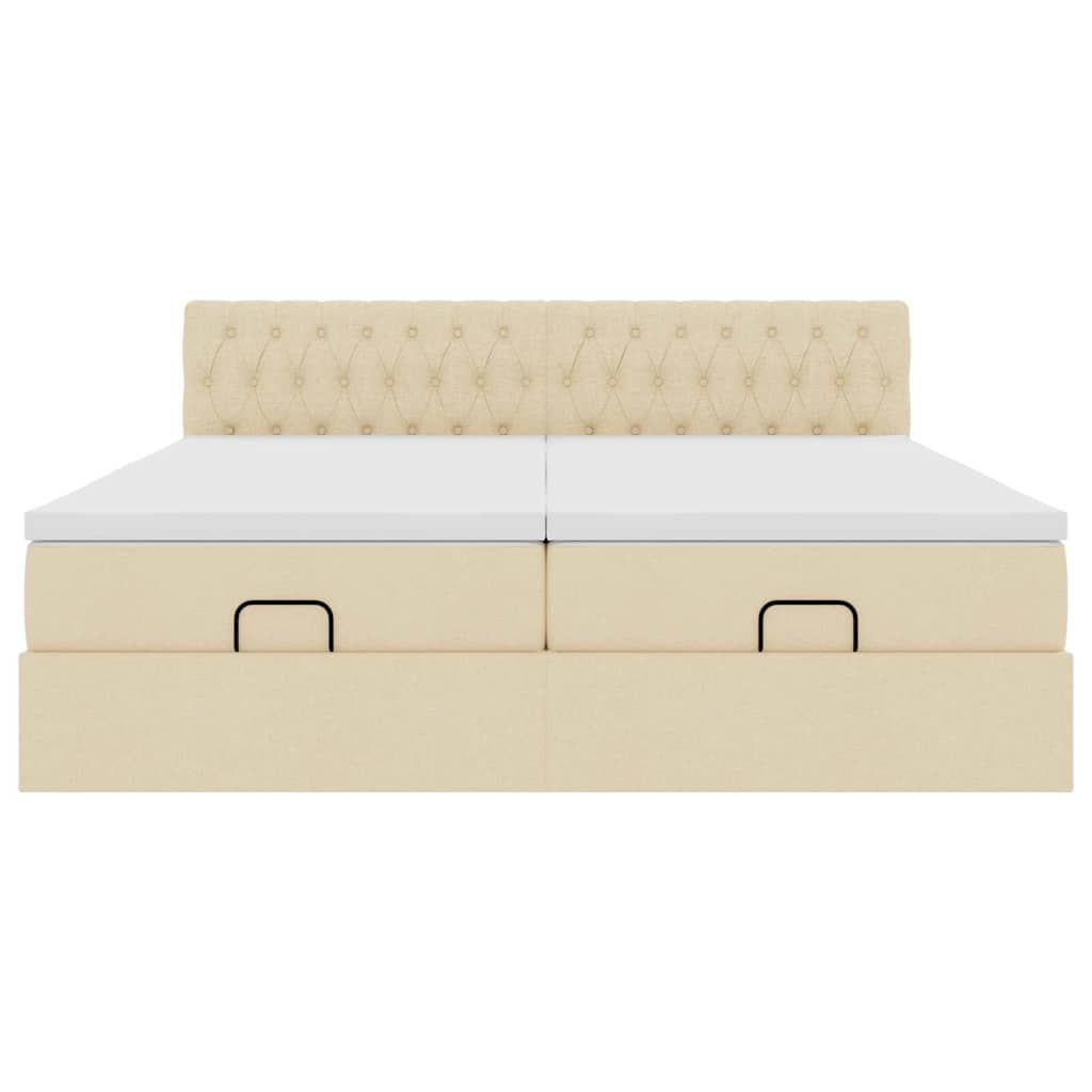 vidaXL Lit ottoman avec matelas et LED Crème 200x200 cm Tissu
