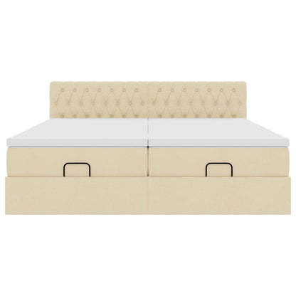 vidaXL Lit ottoman avec matelas et LED Crème 200x200 cm Tissu