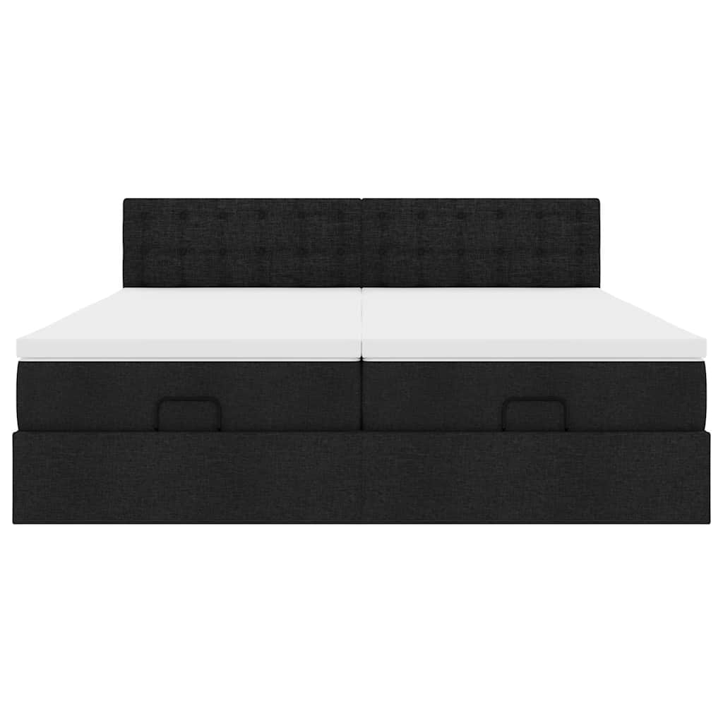 Ottoman-Bett mit Matratzen & LEDs Schwarz 160x200 cm Stoff