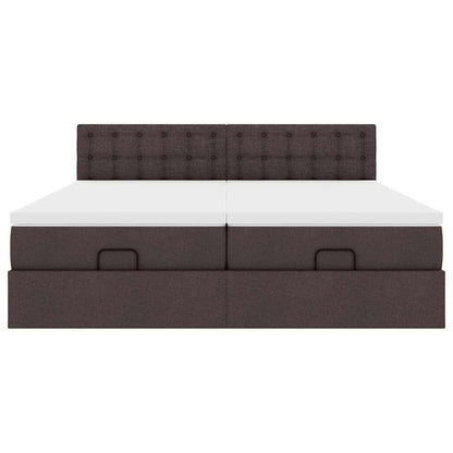 Ottoman-Bett mit Matratzen & LEDs Dunkelbraun 160x200 cm Stoff