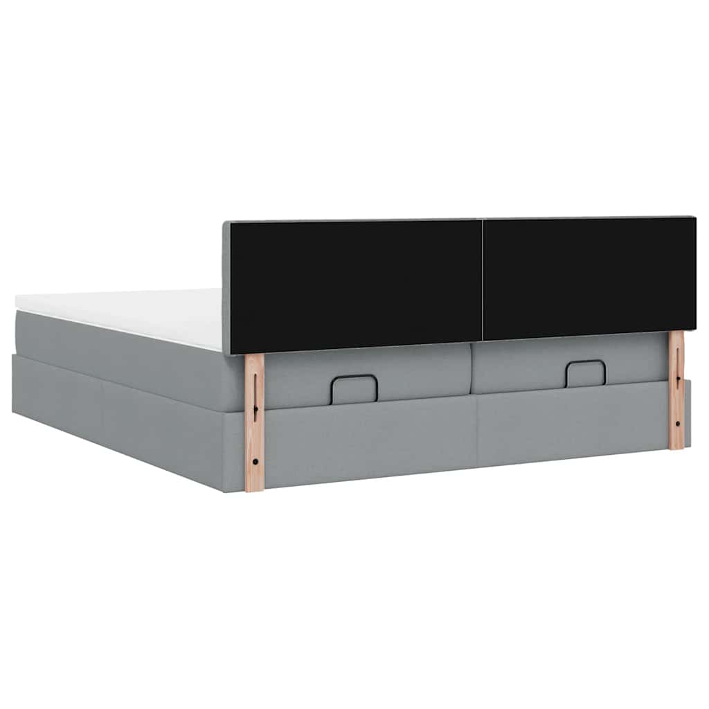 vidaXL Ottoman-Bett mit Matratzen & LEDs Hellgrau 180x200 cm Stoff