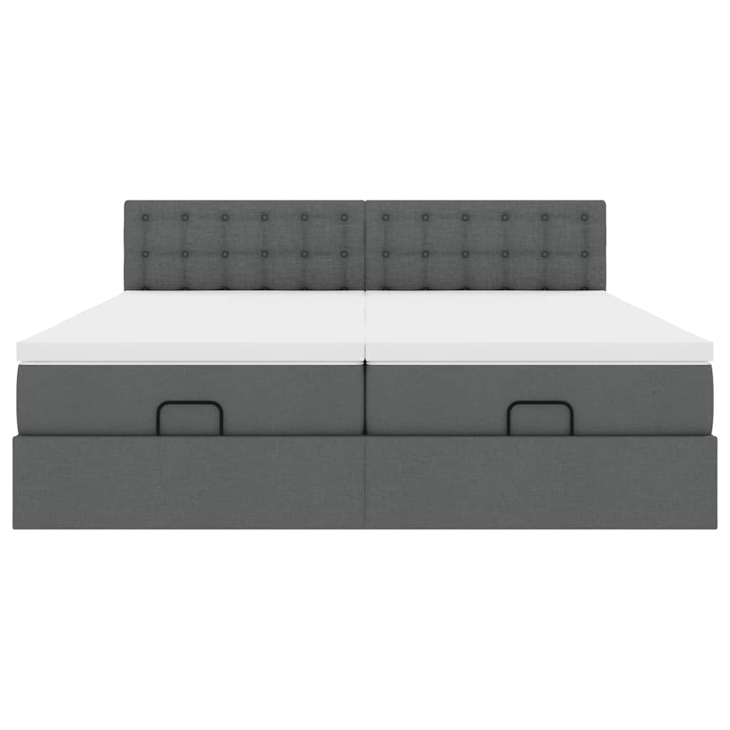 Ottoman-Bett mit Matratzen & LEDs Dunkelgrau 180x200 cm Stoff