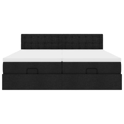 Ottoman-Bett mit Matratzen & LEDs Schwarz 180x200 cm Stoff