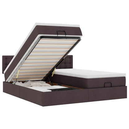 Ottoman-Bett mit Matratzen & LEDs Dunkelbraun 180x200 cm Stoff