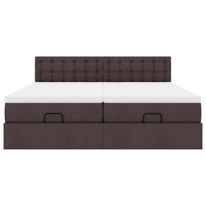 Ottoman-Bett mit Matratzen & LEDs Dunkelbraun 180x200 cm Stoff
