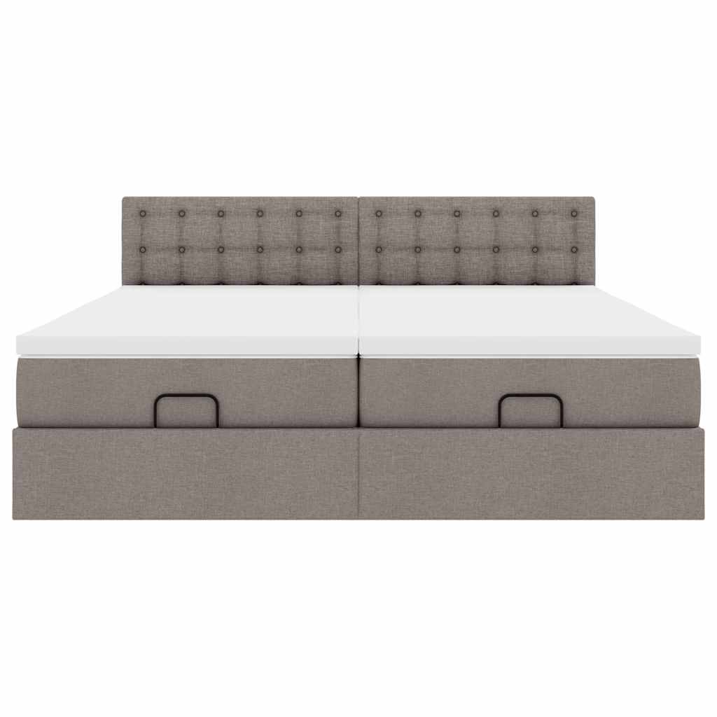 vidaXL Ottoman-Bett mit Matratzen & LEDs Taupe 180x200 cm Stoff