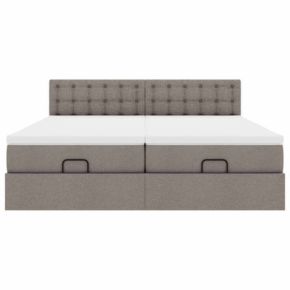 vidaXL Ottoman-Bett mit Matratzen & LEDs Taupe 180x200 cm Stoff