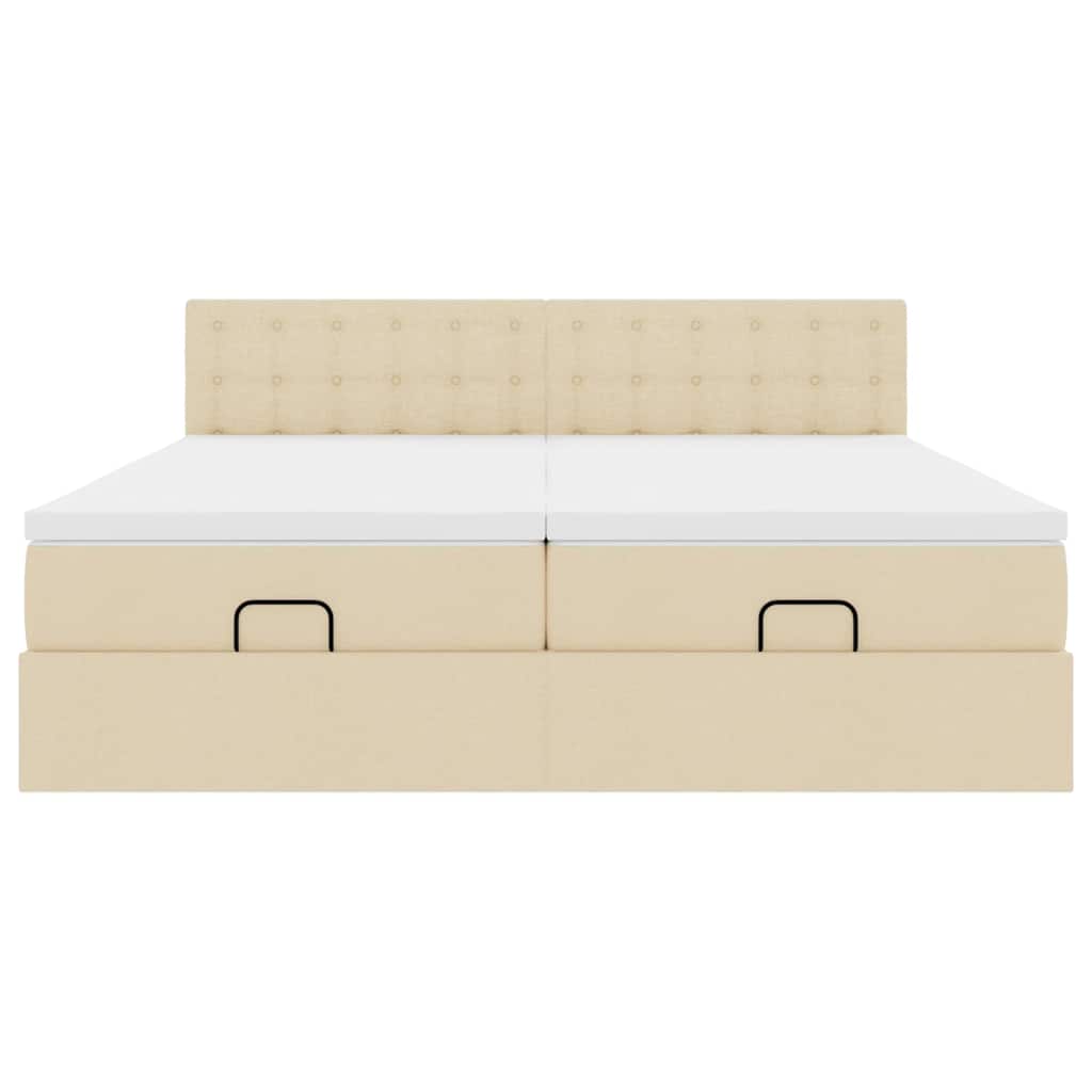 vidaXL Ottoman-Bett mit Matratzen & LEDs Creme 180x200 cm Stoff