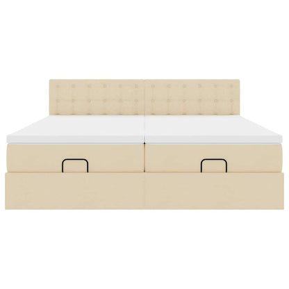 vidaXL Ottoman-Bett mit Matratzen & LEDs Creme 180x200 cm Stoff