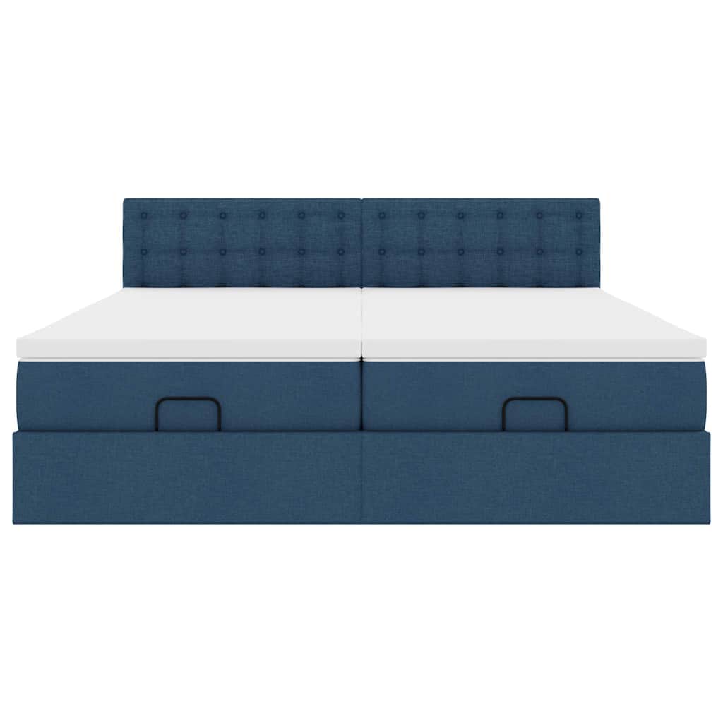 vidaXL Ottoman-Bett mit Matratzen & LEDs Blau 180x200 cm Stoff