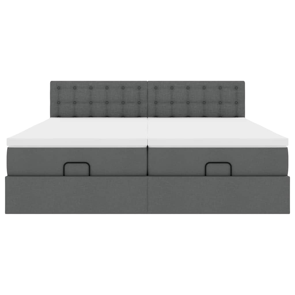 vidaXL Ottoman-Bett mit Matratzen & LEDs Dunkelgrau 200x200 cm Stoff