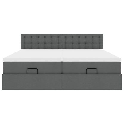 vidaXL Ottoman-Bett mit Matratzen & LEDs Dunkelgrau 200x200 cm Stoff
