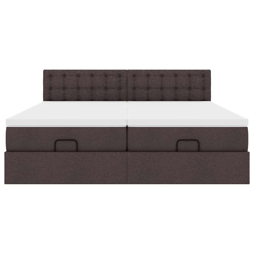 vidaXL Ottoman-Bett mit Matratzen & LEDs Dunkelbraun 200x200 cm Stoff