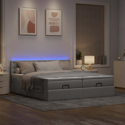 vidaXL Ottoman-Bett mit Matratzen & LEDs Taupe 200x200 cm Stoff