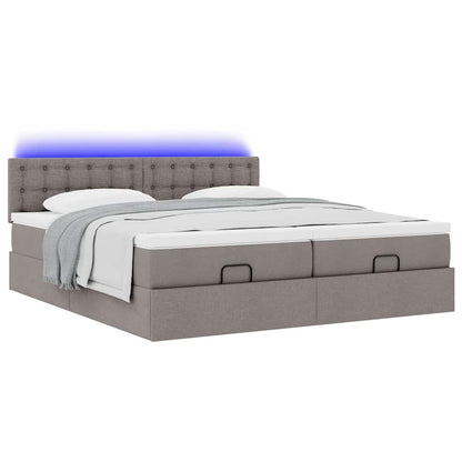vidaXL Ottoman-Bett mit Matratzen & LEDs Taupe 200x200 cm Stoff