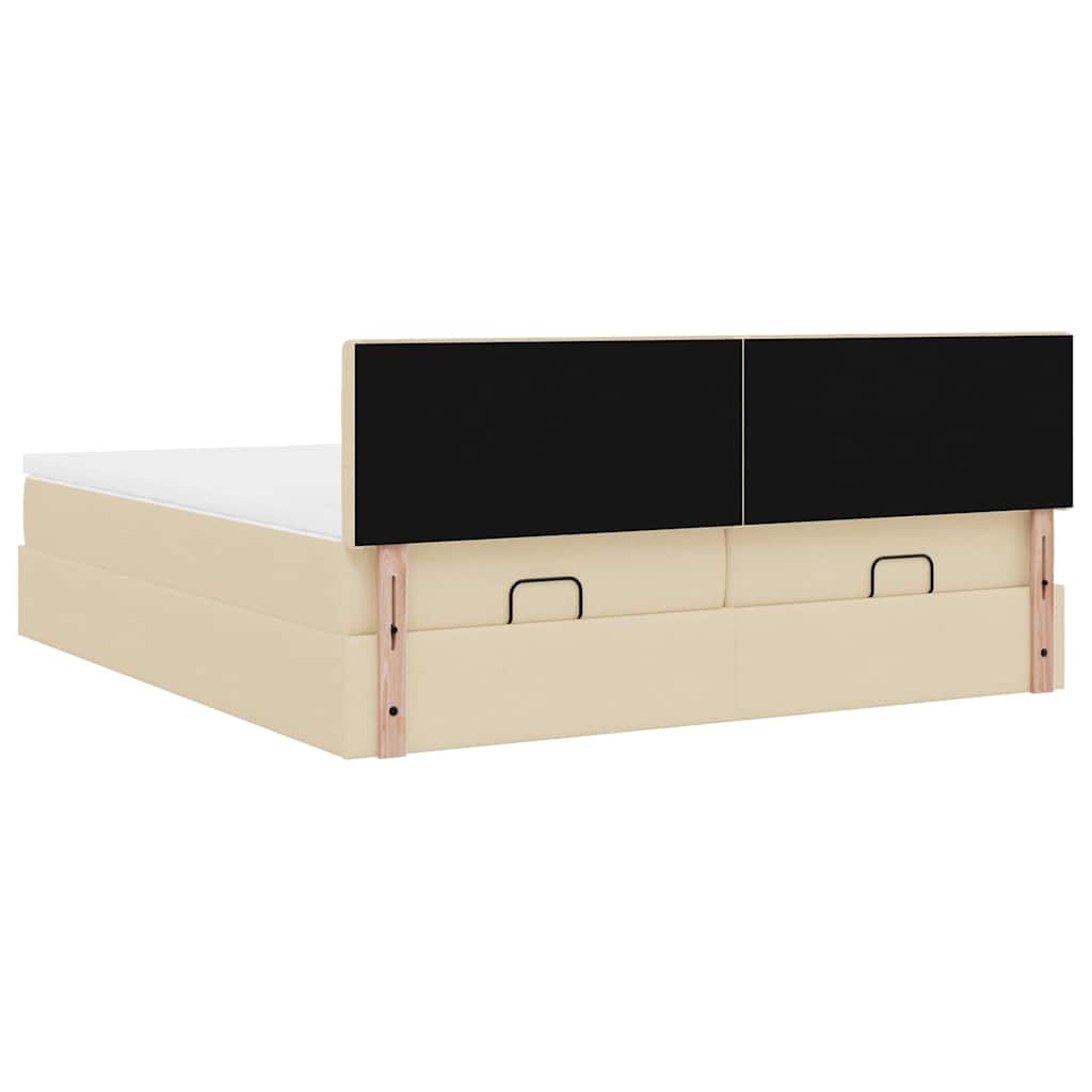 vidaXL Lit ottoman avec matelas et LED Crème 200x200 cm Tissu