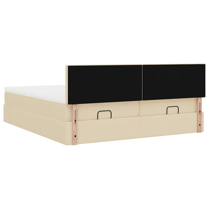 vidaXL Lit ottoman avec matelas et LED Crème 200x200 cm Tissu