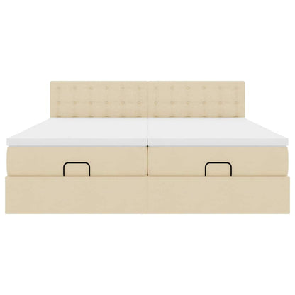 vidaXL Lit ottoman avec matelas et LED Crème 200x200 cm Tissu