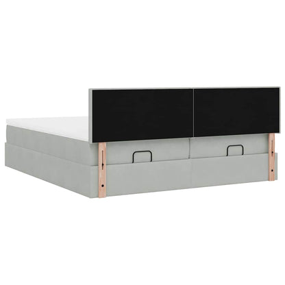 vidaXL Ottoman-Bett mit Matratzen & LEDs Hellgrau 160x200 cm Samt